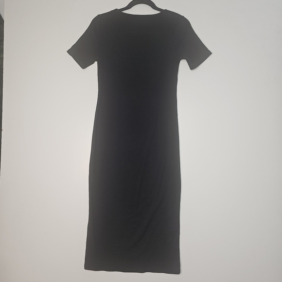 Zara Womens Short Sleeve Square Neck Ribbed Bodycon Dress Black Size Large - Picture 4 of 8